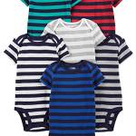 Simple Joys by Carter's Short Sleeve Bodysuit Camicia, Grigio/Blu Marino/Bianco/Multi Stripe, 6-9 Mesi (Pacco da 6) Bambino