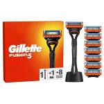 Gillette Fusion 5 RASOIO UOMO, 1 Rasoio a Mano Libera, 8 LAMETTE DA BARBA da 5 Lame, Rasatura Confortevole, Manico Ergonomico con Rifinitore di PRECISIONE, Fino a 1 MESE DI RASATURA con 1 Lametta