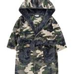 Vestaglia per bambini e bambini in morbido pile con cappuccio divertente, Camo verde cachi, 4-5 Anni