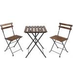 BRIGROS La voglia di fare Set Bistro, tavolino + 2 sedie, comodo e portatile, utile per arredo bar, arredo giardino, picnic, semplice ed elegante (Acacia, Marrone)