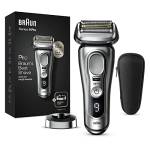 Braun Series 9 Pro, Rasoio Elettrico Barba Rifinitore di precisione, Custodia da Viaggio in tessuto, Batteria Litio Ion, 100% Impermeabile Idea Regalo, 9417s Grigio Argento