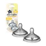 Tommee Tippee Closer to Nature Tettarella, Simile al Seno con Valvola Anticolica, Silicone Morbido Flusso Medio, 3 Mesi +, Confezione da 2, Colore e design possono variare