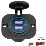 Presa USB Presa 12V con interruttore tattile, doppia presa USB 4,8A per caricabatteria da auto Adattatore per accendisigari marino impermeabile 5V 24W Ricarica rapida con LED blu per camion, camper