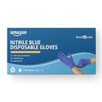 Amazon Basic Care Guanti monouso blu in nitrile, Senza polvere, Taglia XL, 100 unità (Precedentemente Marchio Hevea)