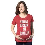 Crazy Dog Tshirts - Maternity Kicking Me Smalls Funny T Shirt Pregnancy Announcement Novelty Tee (Red) - XXL - Divertente Magliette di maternità