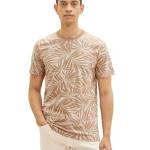 TOM TAILOR 1036435 T-Shirt, 31962-Brown Striped Leaf Design, XXL Uomo