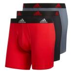 adidas Men's Performance Boxer Brief Underwear (3-Pack) Boxed, Scarlet Red/Black/Onix Grey, Small