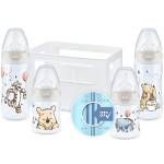 NUK First Choice+ Starter set biberon | 0-6 mesi | 4 biberon con controllo della temperatura e porta biberon | Sistema anti-colica | Senza BPA | Winnie the Pooh Disney