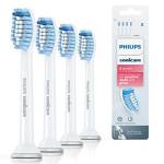 Philips Sonicare HX6054/07 Pack da 4 Testine di Ricambio S Sensitive per Spazzolino Elettrico Sonico, Per Denti Sensibili, Bianco