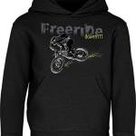 Felpa con Cappuccio per Bambini: Freeride Downhill - Hoodie Bicicletta Bici Ciclista MTB Mountain-Bike BMX Ciclismo - Sweater Ragazzi e Ragazze Pullover Sport Training Golfino Maglione (164-S)