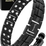 MagnetRX® Bracciale Magnetico ad Alta Potenza – Braccialetto Magnetico da Uomo in Acciaio Inossidabile, Regolabile – Con Regola Cinturino Incluso (Nero)