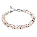 ParticolarModa Bracciale Donna regolabile nodini anelli intrecciati acciaio alluminio morbido 6 mm (Regolabile da 22 a 25 cm (x polso 19-21), Argentato/Dorato/Rosè)