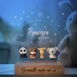 Pixel® Lampada personalizzata con nome luce notturna per bambini bambina neonato con animali Idea regalo nascita bimbo bimba battesimo compleanno Regalo Natale per neonati Personalizzato (Giungla)