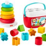 Fisher-Price Eco Set Piramide 5 Anelli e Blocchi Assortiti, per lo Sviluppo, Giocattolo per Bambini 6+Mesi, GRF11