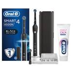 Oral-B Spazzolino Elettrico Ricaricabile Smart 4 4500 CrossAction, Nero, 3 Modalità Di Spazzolamento, 2 Testine, Custodia Da Viaggio Premium + Dentifricio Oral-B Sensibilità E Gengive Calm Classico