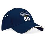 Divertente cappellino da baseball regalo - ideale per 80° compleanno - uomo/donna - Blu navy