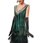 Viloree Vestiti Anni 20 Donna con Paillettes e Frange in Rilievo 1920s Abito Vestito Gatsby Donna Anni 20 Vestito Charleston Verde (50) M