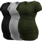 Smallshow Donne maternità Abbigliamento Top Camicia Abbigliamento Gravidanza 3-Pack Black/Grey/Army Green S