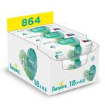 Pampers Salviette Baby Aqua Harmonie, 864 Salviette (confezione da 6 x 3 x 48), senza profumo e alcol, con 99% di acqua e fibre di origine vegetale, Dermatologicamente testate