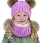 Simplicity Cute animale lavorato a maglia pile inverno Beanie Hat, Viola, Taglia unica