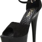 PleaserADORE-768 - Scarpe con Tacco Donna, Negro (Negro (Blk Satin-Blk Lace/Blk)), 39 EU