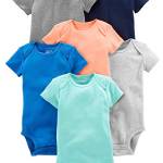 Simple Joys by Carter's Short Sleeve Bodysuit Body, Blu/Arancione/Verde Menta, 24 Mesi (Pacco da 6) Bimbo