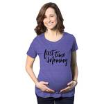 Crazy Dog Tshirts - Maternity First Time Mommy Pregnancy T Shirt Cute Belly Bump Tee Mother To Be (Heather Purple) - S - Divertente Magliette di maternità