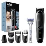 Braun Regolabarba Tagliacapelli Uomo Rasoio Incluso, Rifinitore Barba, 7 in 1 Styling Kit, 75Accessori, Ideale per Viso e Corpo, Idea Regalo, MGK3342 All-in-One Nero