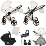 Originale Junama Diamond Individual 2in1 3in1 4in1 Ombrello Sistemi Modulari Passeggino Combinato + accessori originali Exclusive Prams (4in1 con ISOFIX base, Rame-Bianco 06)