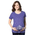 Crazy Dog Tshirts - Maternity Force Is Strong Funny Pregnancy T Shirt Graphic for Expecting Mothers (Heather Purple) - XL - Divertente Magliette di maternità