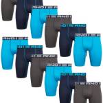 AND1 Intimo da uomo – Confezione da 12 boxer a compressione a gamba lunga (S-3XL), Blu atomico/Nero, Large