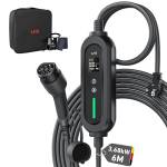 Cavo Ricarica Auto Elettrica Tipo 2, Cavo di Ricarica Veloce per Veicoli Elettrici, Corrente Commutabile 6-16A 3,68KW, Caricatore EV Schuko Tipo 2, Cavo di Ricarica per Auto con Borsa (6M)