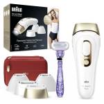 Braun IPL Silk-Expert Pro 5, Depilazione visibile con custodia, 1 testina larga e 2 di precisione e rasoio Venus, alternativa per la depilazione laser, PL5387, bianco/oro