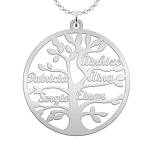 I MIEI GIOIELLI PERSONALIZZATI - Collana con albero della vita da donna in argento sterling - Ciondolo regalo originale per mamme e nonne dove puoi includere i nomi della tua famiglia (5 nomi)