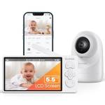 Codnida 5,5'' Baby Monitor LCD, 2K Telecamera Bambini con Monitor con PTZ, Rilevamento del Movimento, Visione Notturna, Audio Bidirezionale, Supporto Modalità VOX, Controllato Tramite APP Mobile