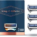 King C. Gillette Lamette per Rasoio di Sicurezza, Confezione da 3 Ricambi, con Rifinitore di Precisione e Struscia Lubrificante