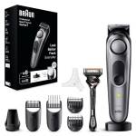 Braun Series 7 Rasoio Elettrico Barba Con Lama Barba Problade, Regolabarba Uomo 40 Lunghezze, Accessori Da Barbiere, Base Di Ricarica, Custodia, BT7420 Nero/Verde Elettrico