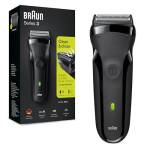 Braun Series 3 300s Rasoio Elettrico Barba, con 3 Elementi di Rasature, Senza Fili, Cappuccio di Protezione, 300s Nero