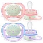 Philips AVENT SCF376/12 - Ciuccio Ultra Air, 0-6 mesi, rosa/blu