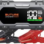 BuTure Booster Avviamento Auto 6000A Avviatore Emergenza per Auto, 65W Ricarica rapida, Starter Batteria Auto Portatile con Cavi Batteria Auto Estesi, Tutto Gas/12.0L Diesel, 600 Lumens Luce