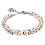 ParticolarModa Bracciale regolabile pendente charm quadrifoglio portafortuna nodini intrecciato 6 mm (Regolabile da 16 a 19 cm (x polso 13-15), Argentato/Dorato/Rosè)