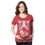 Crazy Dog Tshirts - Maternity Skeleton Baby T Shirt Funny Cute Pregnancy Halloween Tee Announcement (Red) - XXL - Divertente Magliette di maternità