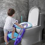 Ikodm Sedile WC per bambini con scale, regolabile in altezza, 38 – 42 cm, pieghevole, vasino educativo con imbottitura in poliuretano, cuscino e maniglie, vasino per bambini da 1 a 7 anni