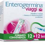 Enterogermina Viaggi, Integratore Alimentare per Regolarità Intestinale con Probiotici e Vitamina A, B12, B6, B9 e Vitamina D, con edulcorante 12+12 Bustine Gusto Fragola