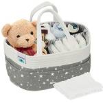 ilauke Baby Pannolino Caddy,39 x 25 x 18cm Pannolino Caddy Organizer con Asciugamano viso bambini,Bambini Borsa Porta Pannolini Portatile Large con Divisorio Staccabile Pannolini Salviette(Stelle)