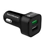 TechStone caricabatterie auto 3.0 Doppia porta USB per auto portatile 36W - Adattatore compatibile con iPhone XS/Max/XR/X/8/7/6/Plus, Galaxy S10 S9 S8 Plus, iPad Pro/Air/Mini e altri