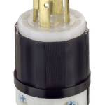 Leviton 2711 30 Amp, 125/250 Volt, NEMA L14-30P, 3P, 4W, spina di bloccaggio, grado industriale, messa a terra - Nero-Bianco