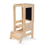 MEOWBABY Torre Montessoriana in Legno per Bambini - Torre di Apprendimento con Lavagna, Learning Tower, Naturale