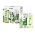 Equilibra Corpo, Kit Corpo Aloe, Aloe Dermo-Bagno Idratante e Delicato, Aloe Acqua Corpo Profumata Con Aloe Vera, Aloe Crema Corpo Fluida Lenitiva, Confezione regalo