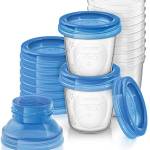 Philips Avent SCF618/10 Set Vasetti per Conservare il Latte Materno e le Pappe, 10 pezzi, 180ml + 2 Adattatori